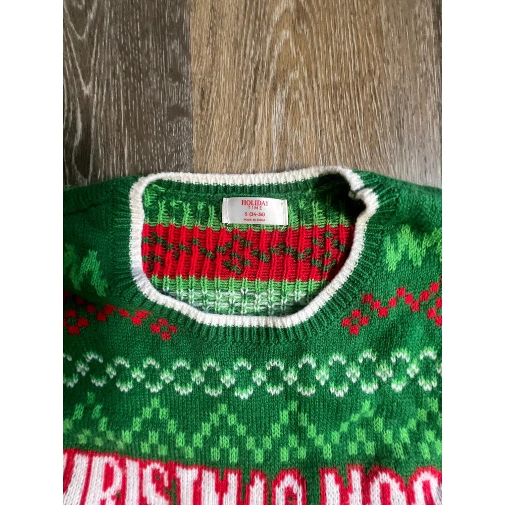 Holiday Time Cow Christmas Moood Sweater Mens Small Green Excellent Cowbell Knit